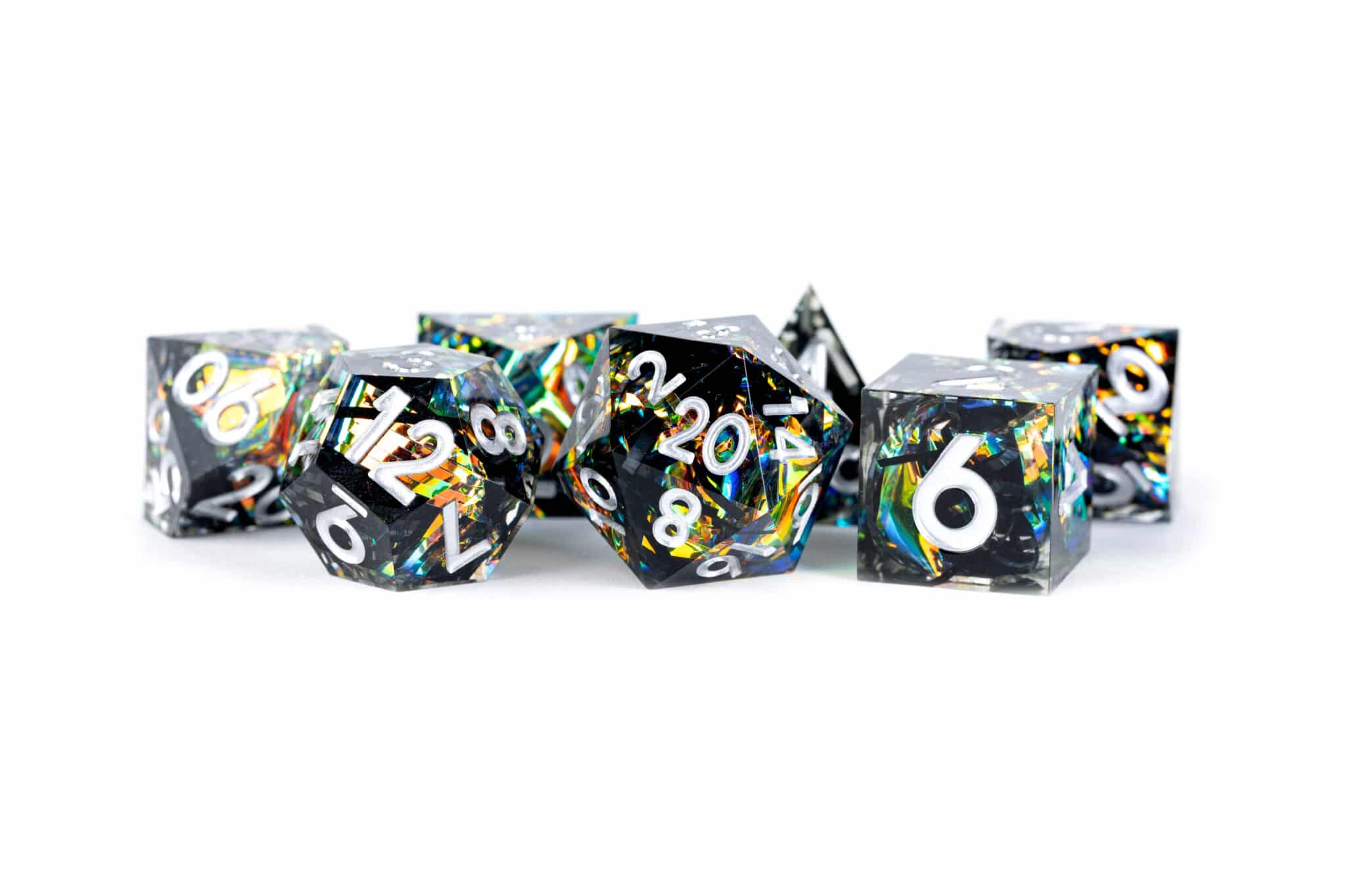 Simmering Coal Sharp Edge Resin Dice 7 Piece image 0